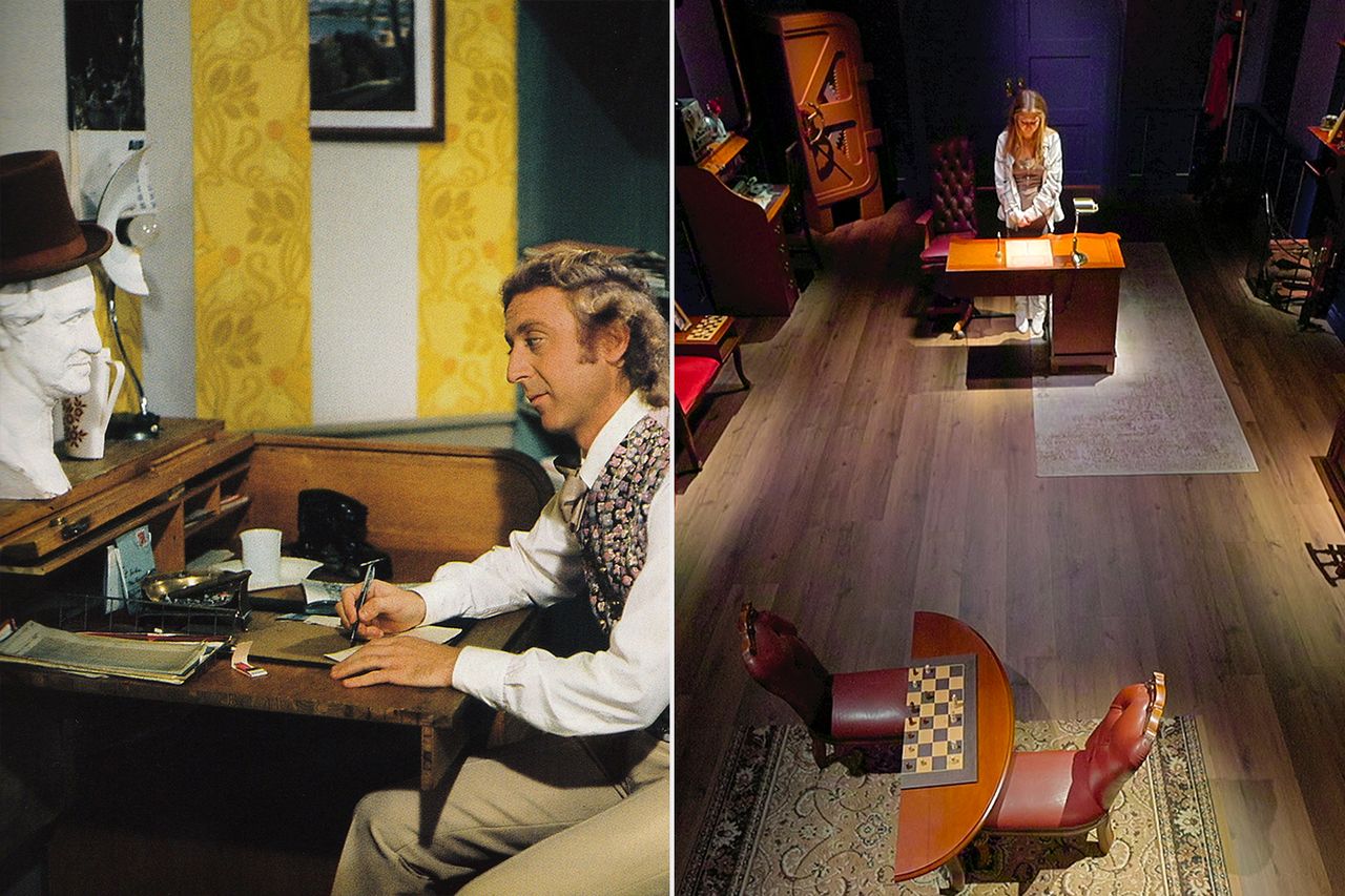 Wonka’s office in ‘Willy Wonka’; Wonka’s office in ‘Wonka’s the Golden Ticket’Credit: Wolper/Warner Bros/Kobal/Shutterstock; Courtesy of Netflix