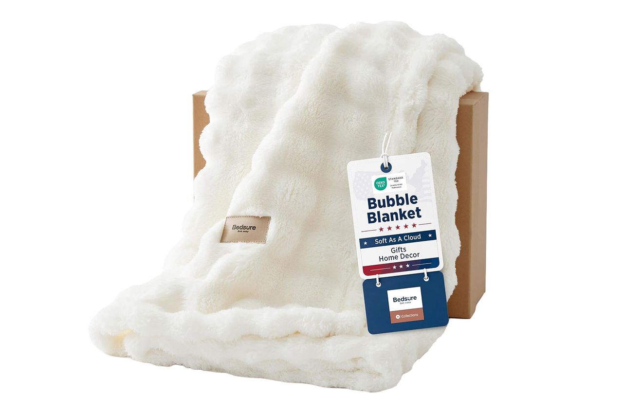 Bedsure Cloud Bubble Blanket Soft Cozy Throw White Credit: Amazon