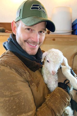 Chris Pratt with a lamb in April 2023.Credit: Chris Pratt/Instagram