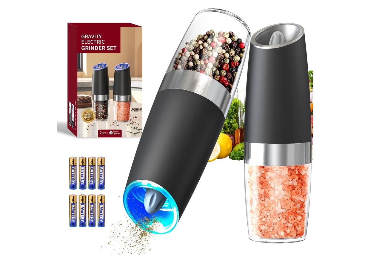 CIRCLE JOY Gravity Electric Salt and Pepper Grinder Set Automatic Salt and Pepper Grinder Credit: Amazon