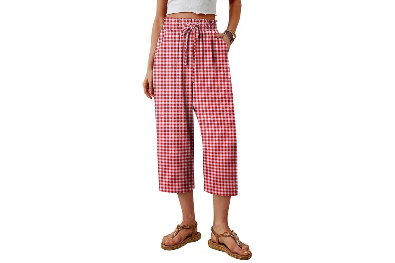 CRAZY GRID Womens Wide Leg Capri Pants Credit: Amazon