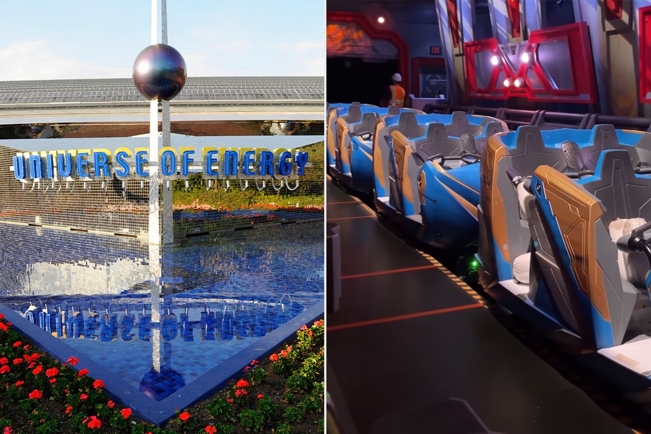 Universe of Energy Center; Guardians of the Galaxy Cosmic Rewind.Credit: Dennis MacDonald/DCM/Alamy; Disney Parks/TikTok