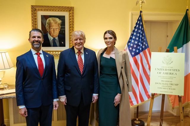 Donald Trump Jr., President Donald Trump and Bettina Trump at the U.S. Embassy in Dublin, Ireland, on Sept. 12.Credit: Bettina Trump/Instagram