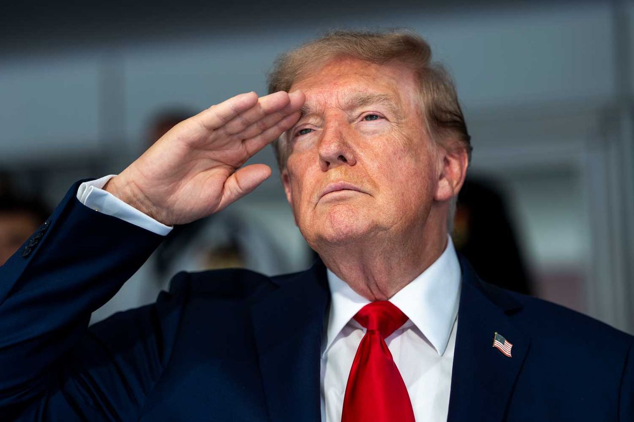 President Donald Trump, National Anthem at NTT INDYCAR Series on Aug. 23, 2026 in Washington, DC.Credit: Doug Mills - Pool/Getty