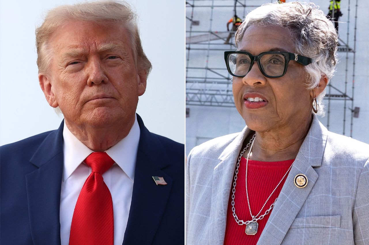 President Donald Trump. Rep. Joyce Beatty.Credit: Kevin Dietsch/Getty; ANDRDW THOMAS/Shutterstock
