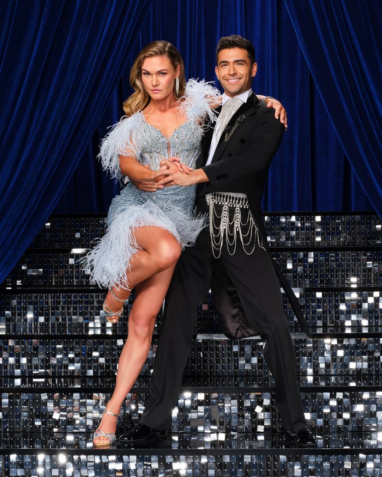 DANCING WITH THE STARS, Julia Stiles and Ezra Sosa Julia Stiles and Ezra SosaCredit: Disney/Andrew Eccles