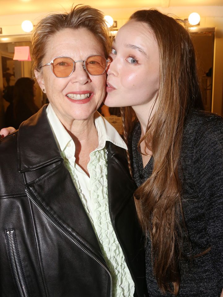 Annette Bening and Ella Beatty backstage at the hit play “Appropriate” on Broadway on March 26, 2024, in New York City.Credit: Bruce Glikas/WireImage