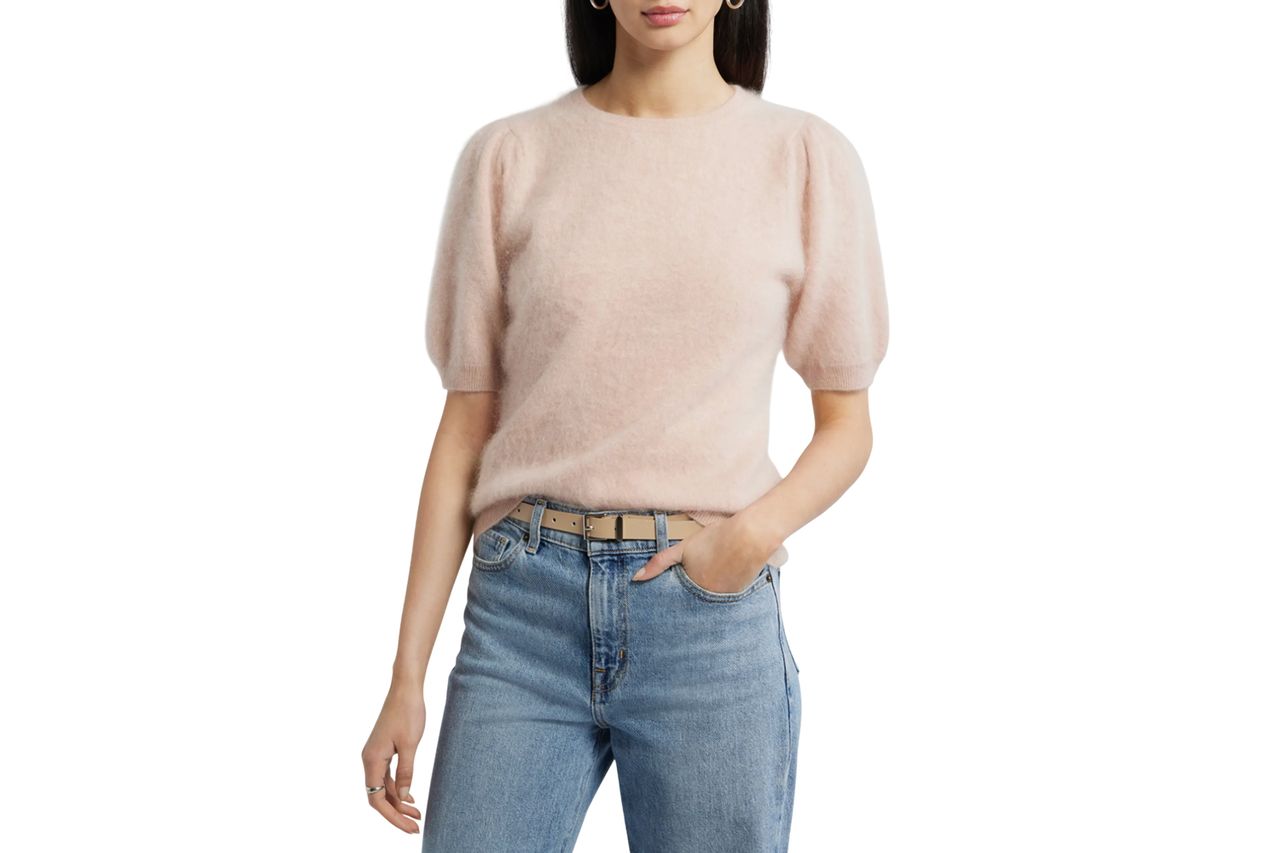 Femme Short Sleeve Brushed Cashmere Sweater Nordstrom Credit: Nordstrom Rack