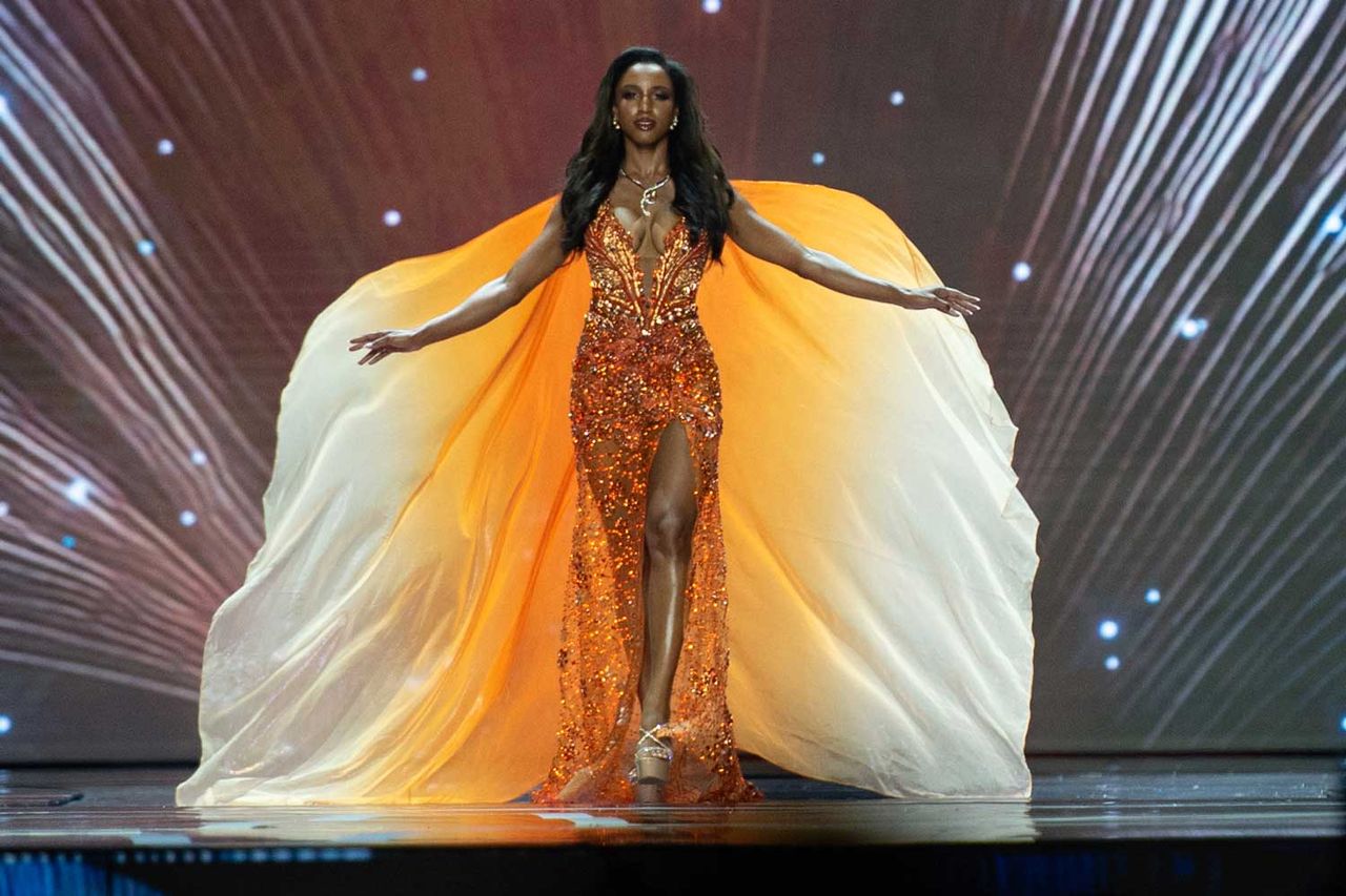 A photo taken minutes before Gabrielle Henry’s shocking fall from the Miss Universe pageant stage.Credit: Sipa via AP
