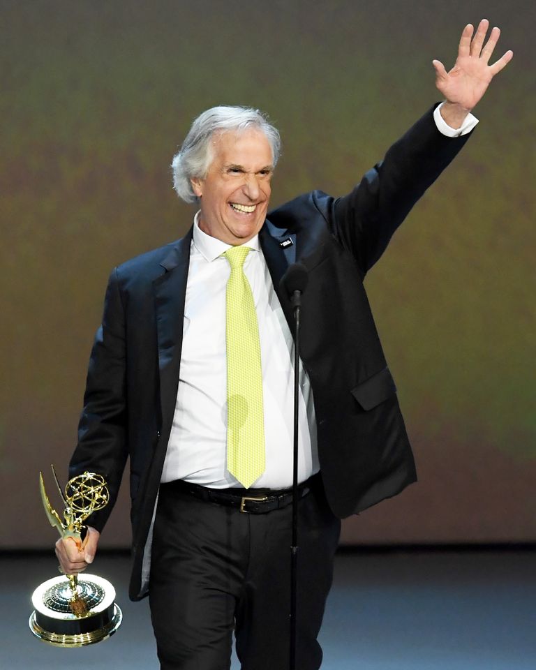 Henry Winkler accepts the Outstanding Supporting Actor in a Comedy Series award on Sept. 17, 2018Credit: Kevin Winter/Getty
