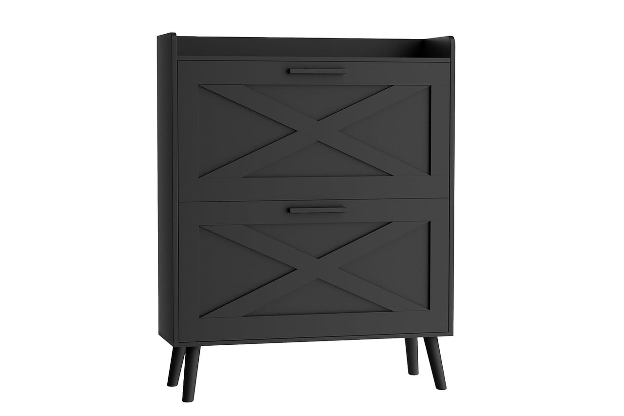 homleke Farmhouse Shoe Storage Cabinet with Flip Drawers & Barn Door Design Credit: Amazon