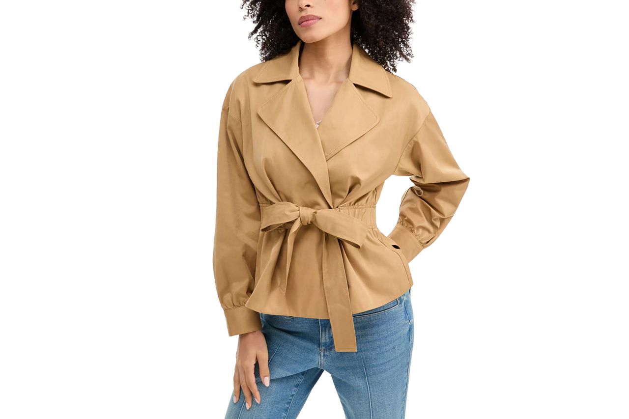 Macy's I.N.C. International Concepts Women's Belted Khaki Trench Double-Breasted Jacket Credit: Macy's