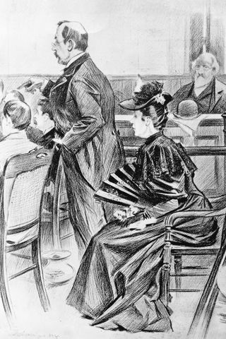 A courtroom scene with Lizzie Borden and her lawyer, George Robinson. A courtroom scene with Lizzie Borden and her lawyer, George Robinson.Credit: Bettmann Archive/Getty