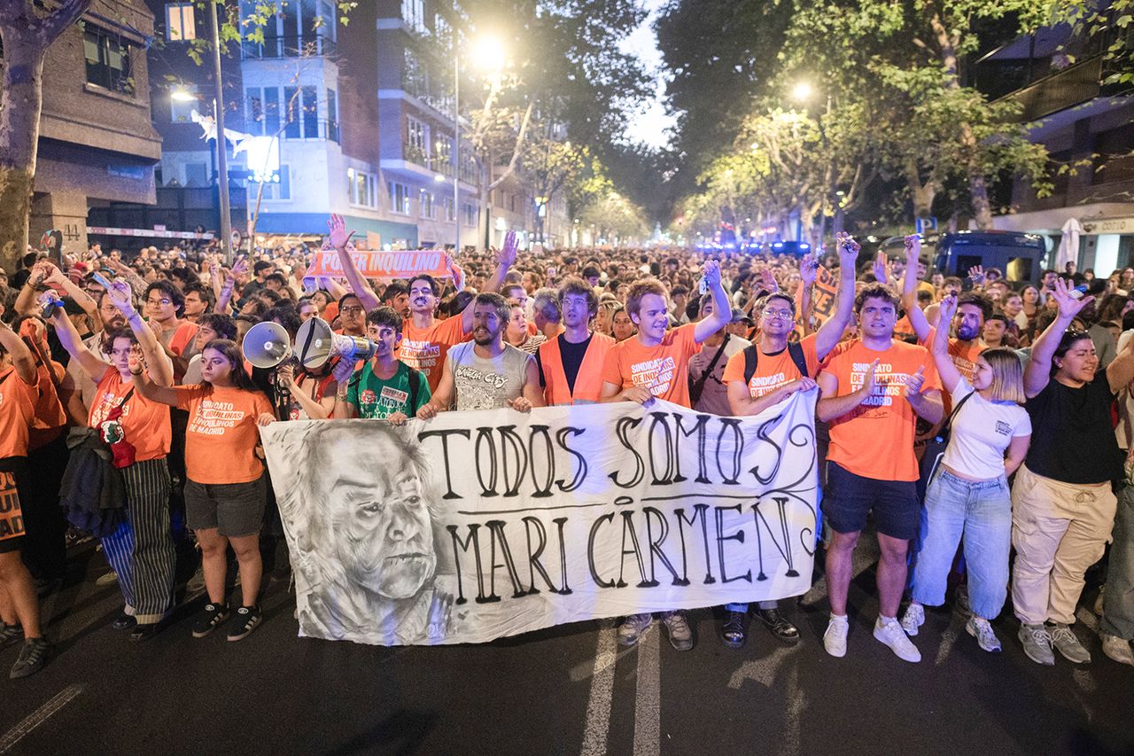 People hold a banner reading Protesters in Madrid on September 23, 2026Credit: Marcos del Mazo/LightRocket via Getty