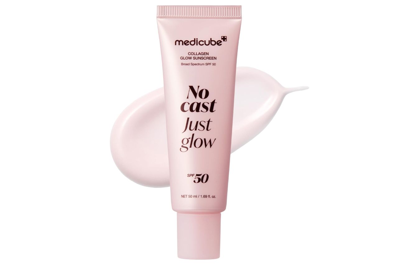 medicube No Cast Just Glow Collagen Sunscreen | SPF 50 Broad Spectrum Face Sunscreen | Lightweight, Non-Sticky, Hydrating Formula | Peptide, Cica for Soothing & Glow | Korean Skincare Credit: Amazon