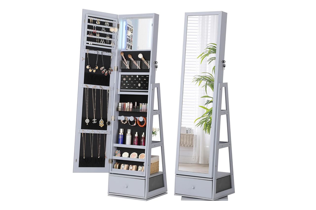 nicetree Swivel Jewelry Cabinet with Lights Credit: Amazon