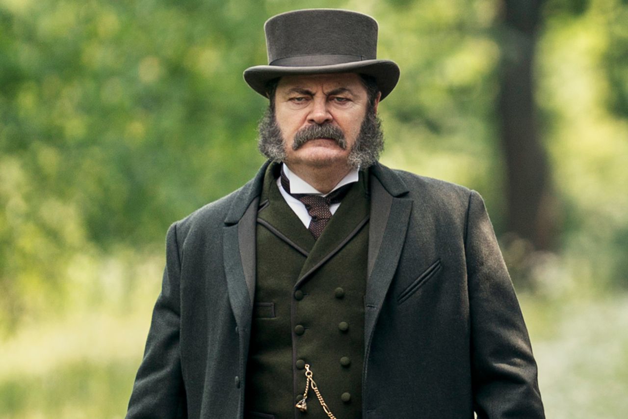 Nick Offerman as Chester A. Arthur in episode 104 of Death by Lightning. Nick Offerman as Chester A. Arthur in ‘Death by Lightning.’Credit: Larry Horricks/Netflix