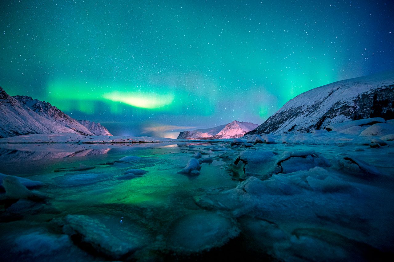 The northern lights dancing in the winter skies above northern Norway The northern lightsCredit: Getty