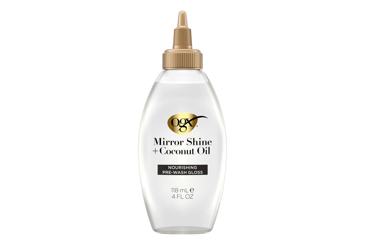 Amazon OGX Mirror Shine + Coconut Oil Pre-Wash Hair Gloss Credit: Amazon