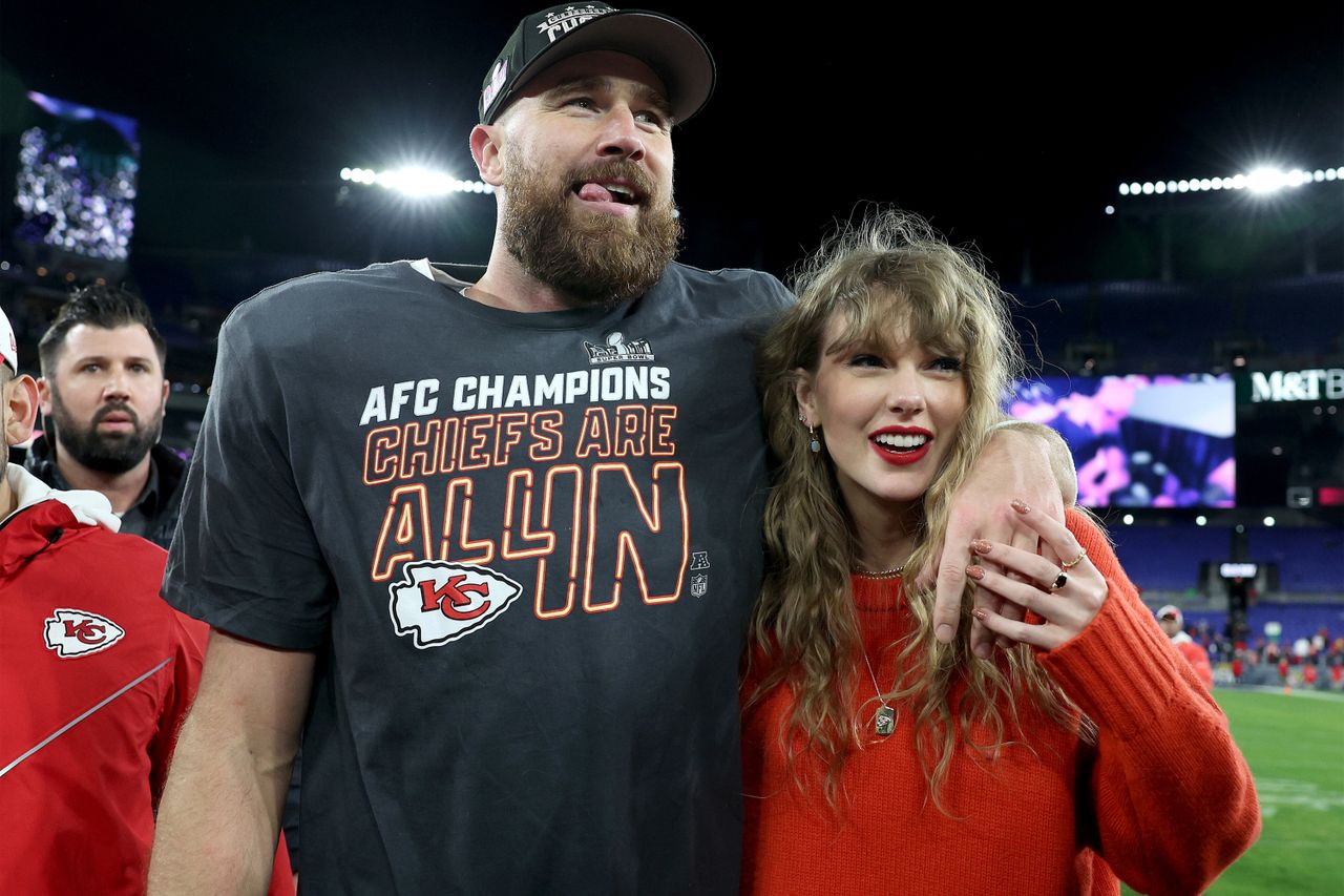 Travis Kelce and Taylor Swift in January 2024Credit: Patrick Smith/Getty