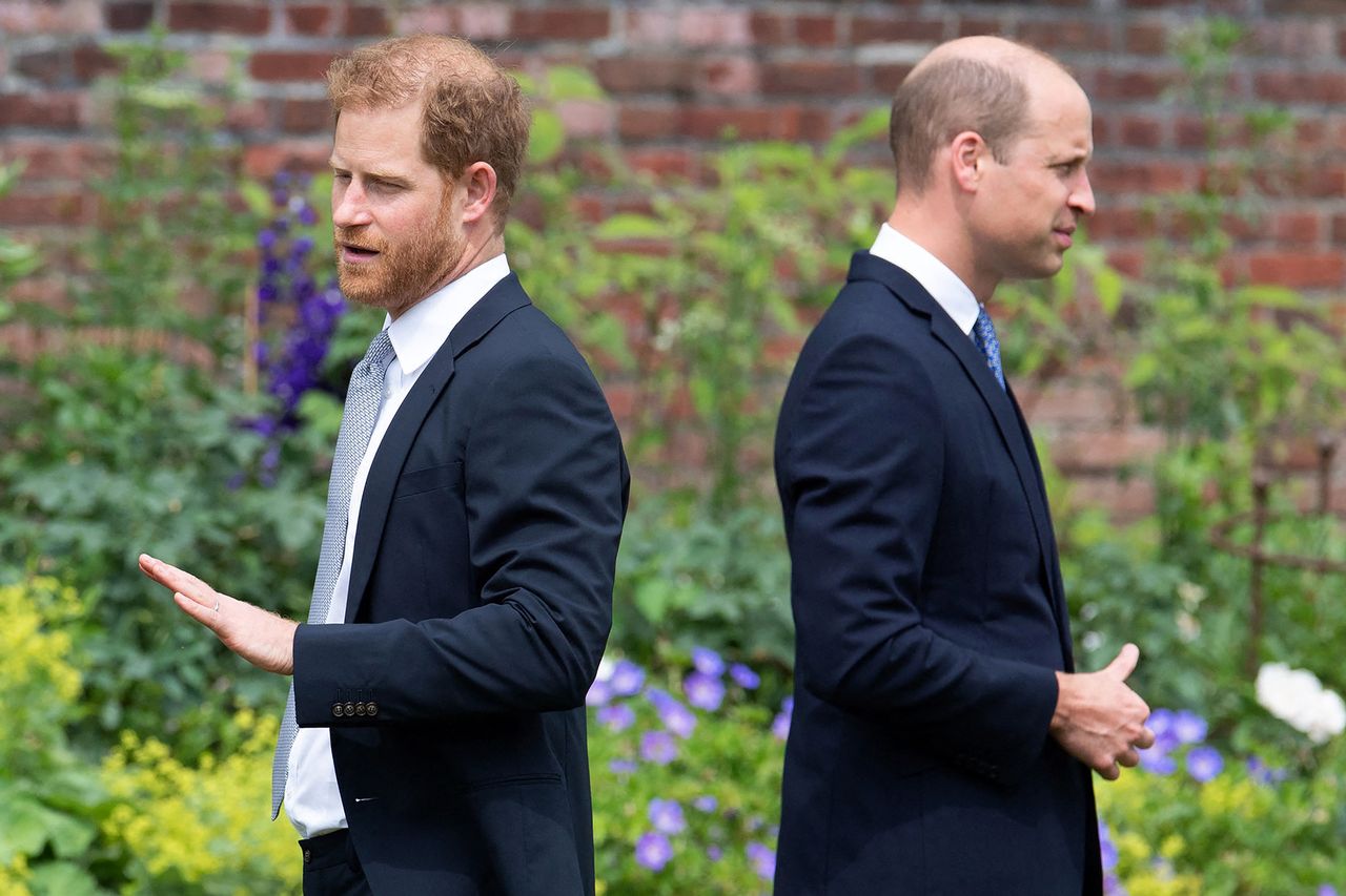 Prince Harry and Prince William attend the unveiling of a statue of their late mother, Princess Diana, at The Sunken Garden in Kensington Palace on July 1, 2021Credit: DOMINIC LIPINSKI/POOL/AFP via Getty