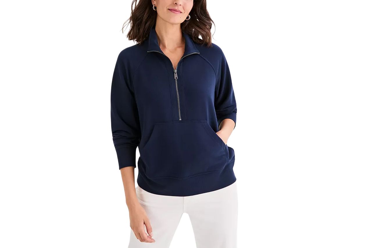 Macy's Style & Co Petite LuxLounge Mock Neck Half Zip Jacket Credit: Macy's