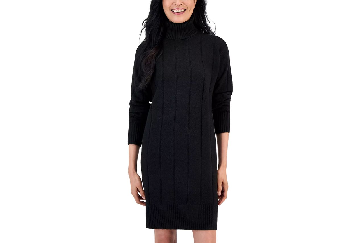 Macy's Style & Co Petite Luxsoft Long-Sleeve Turtleneck Sweater Dress Credit: Macy's