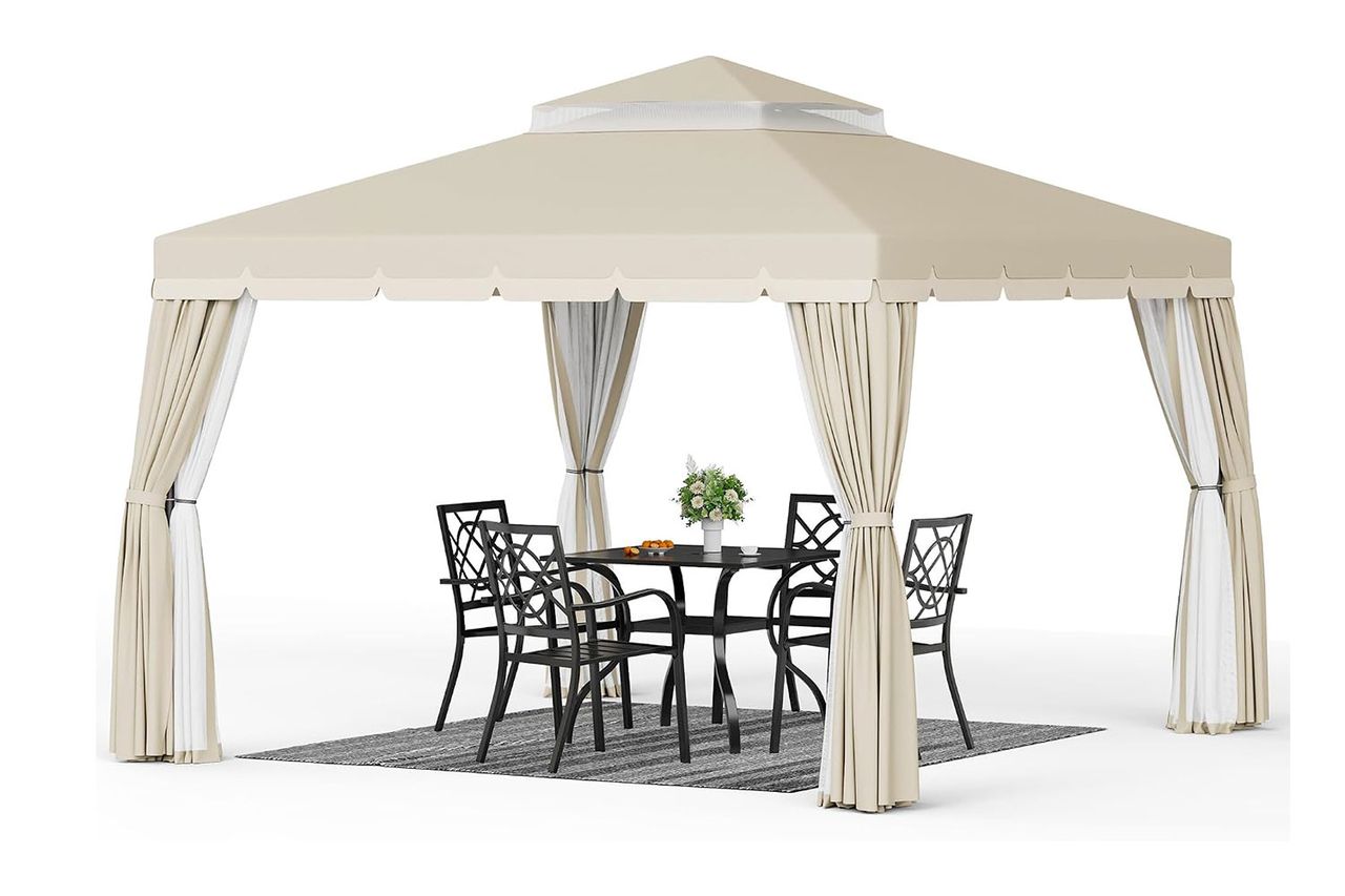 suncrown Outdoor Gazebo, Iron Frame Patio Canopy with Vented Soft Top Credit: Amazon
