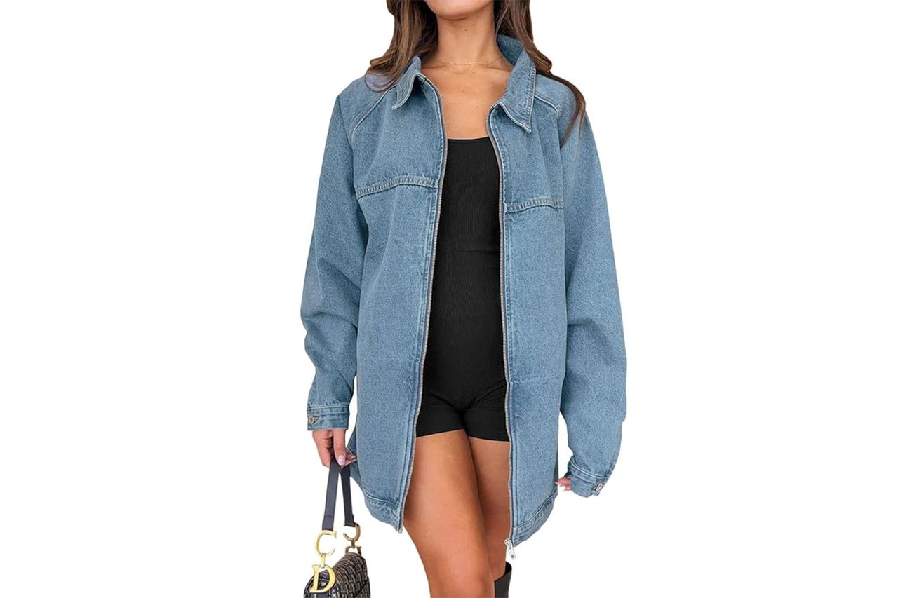 Tankaneo Women's Oversized Denim Jacket Credit: Amazon