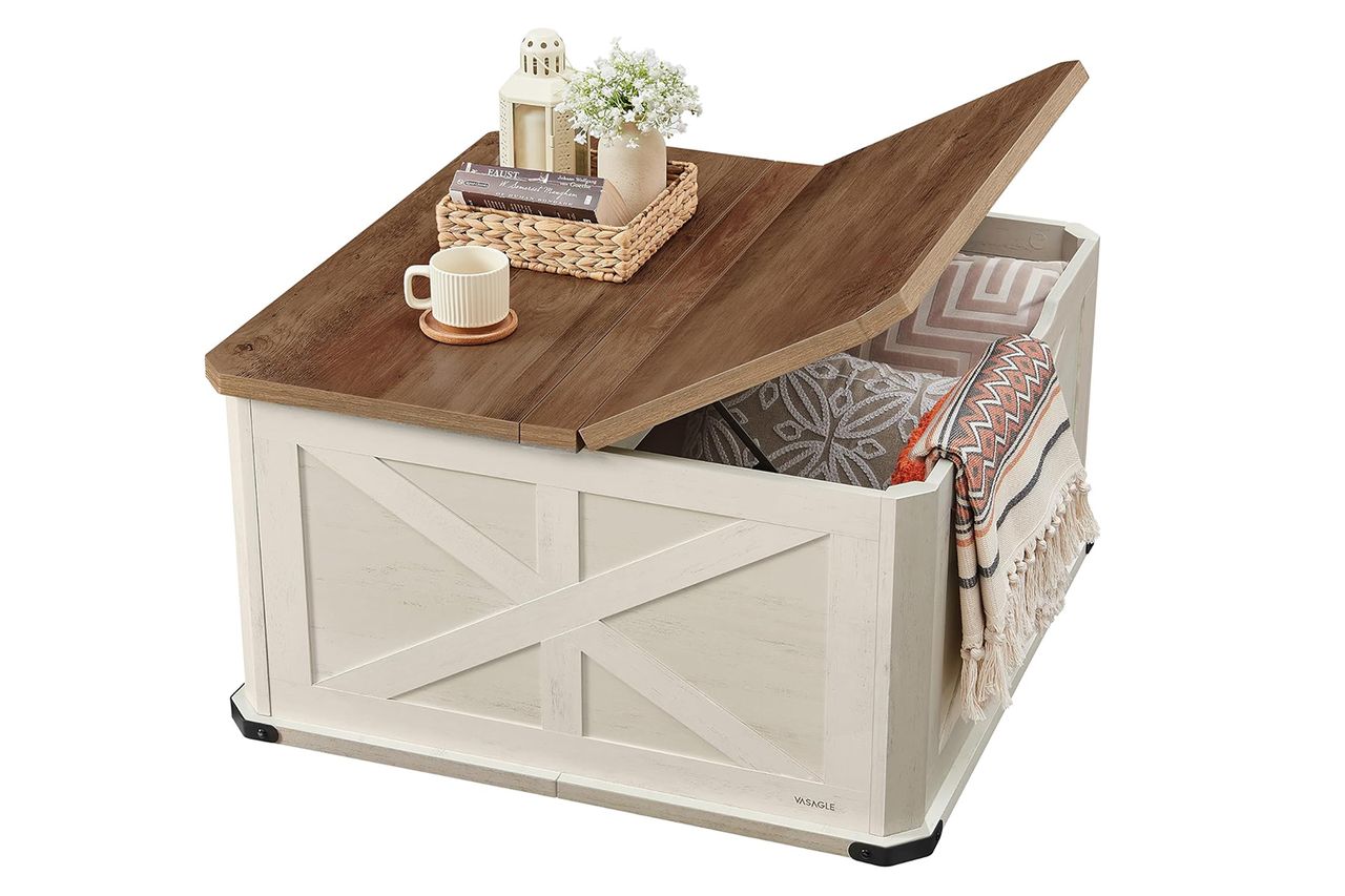 vasagle Farmhouse Coffee Table with Storage Credit: Amazon